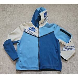 Nike Sportswear Tech Fleece Sz XL Graphic Full-Zip HoodieDark Marine/Blue/White